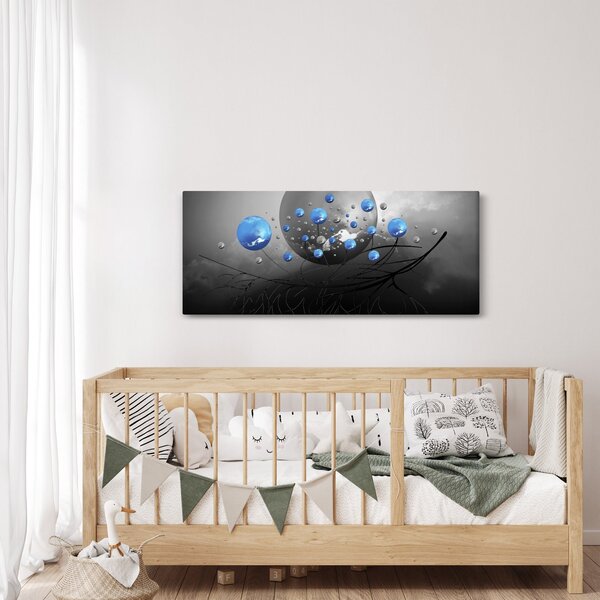 Tabloul cu bile abstracte albastre (120x50 cm)