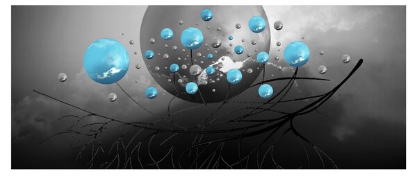 Tabloul - bile abstracte albastru deschis (120x50 cm)