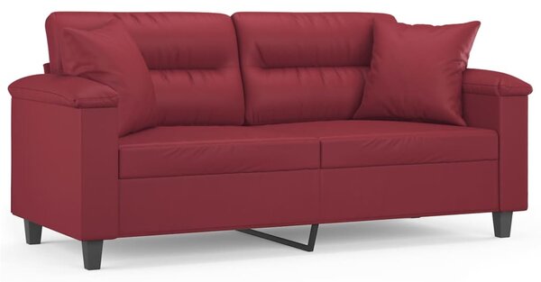 Canapea cu 2 locuri cu pernuțe, roșu vin 140 cm piele ecologică