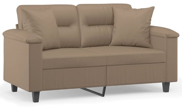 Canapea cu 2 locuri cu pernuțe, cappuccino, 120 cm, piele eco