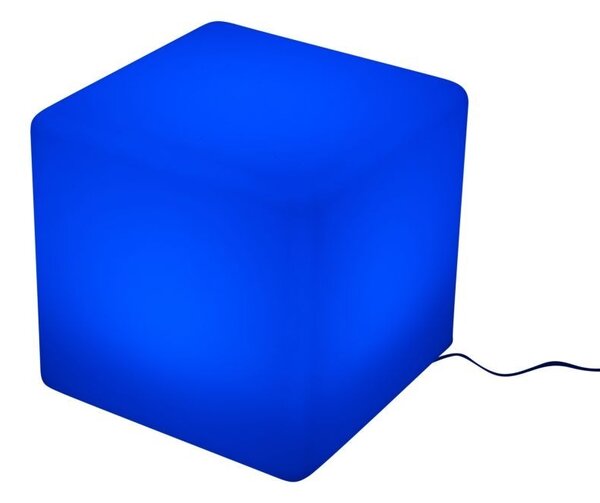 Taburet tip cub, iluminare RGB 16 culori, 4 moduri, control telecomanda, 30x30 cm
