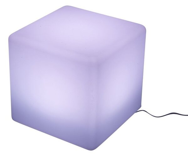 Taburet tip cub, iluminare RGB 16 culori, 4 moduri, control telecomanda, 30x30 cm