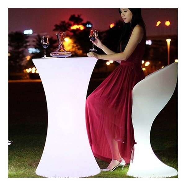 Masa cocktail iluminata LED RGB, 16 culori interschimbabile, control telecomanda, 112x58 cm