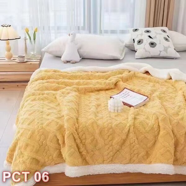 Patura Cocolino, cu blanita, tip tricotaj, 200x230cm, culoare uni, galben , PCT06