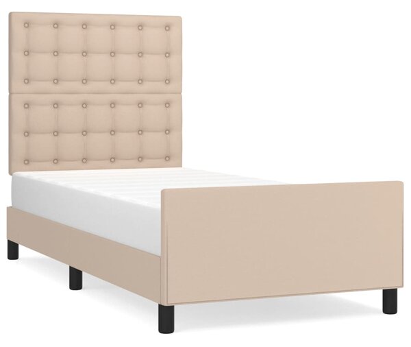 Cadru de pat cu tăblie, cappuccino, 90x200 cm, piele ecologică