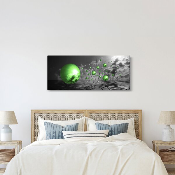 Tabloul bilelor verzi abstracte (120x50 cm)