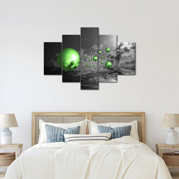 Tabloul bilelor verzi abstracte (150x105 cm)