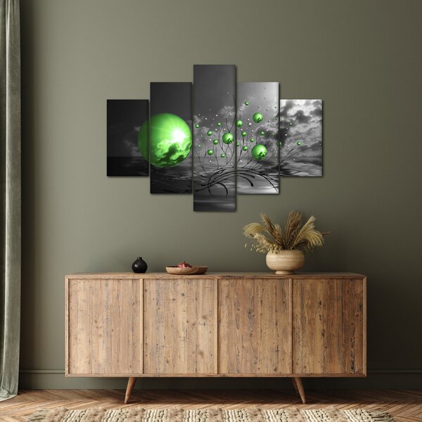 Tabloul bilelor verzi abstracte (150x105 cm)