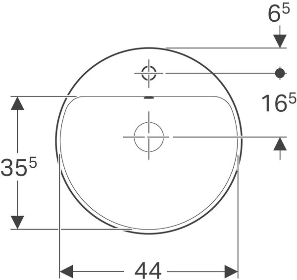 Geberit Variform lavoar 48x48 cm rotund încastrat alb luciu 500.705.01.2