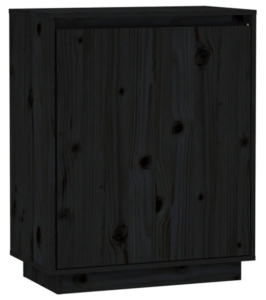Dulap, negru, 60x34x75 cm, lemn masiv de pin