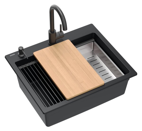 Quadron Kurt 110 chiuveta graniteq 59.5x50 cm negru HCQK5052BLMPC