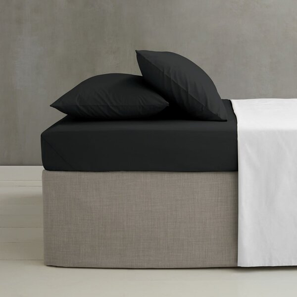 Cearceaf negru din bumbac percale cu elastic 150x200 cm Easy Iron Percale – Catherine Lansfield