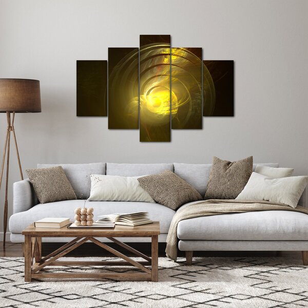 Tabloul cu spirala abstractă în galben (150x105 cm)