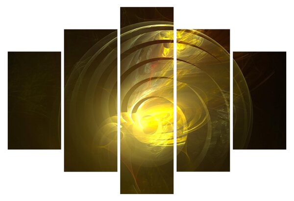 Tabloul cu spirala abstractă în galben (150x105 cm)