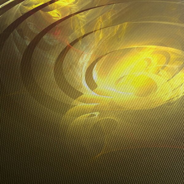 Tabloul cu spirala abstractă în galben (cu ceas) (90x30 cm)
