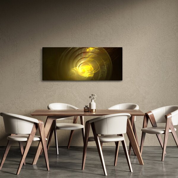 Tabloul cu spirala abstractă în galben (120x50 cm)