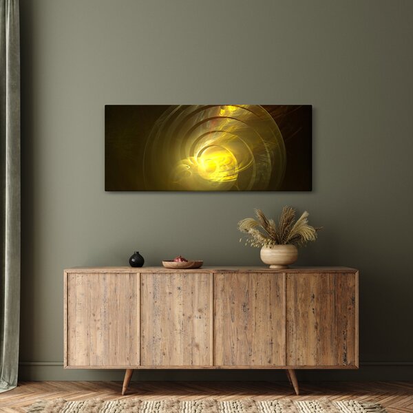Tabloul cu spirala abstractă în galben (120x50 cm)