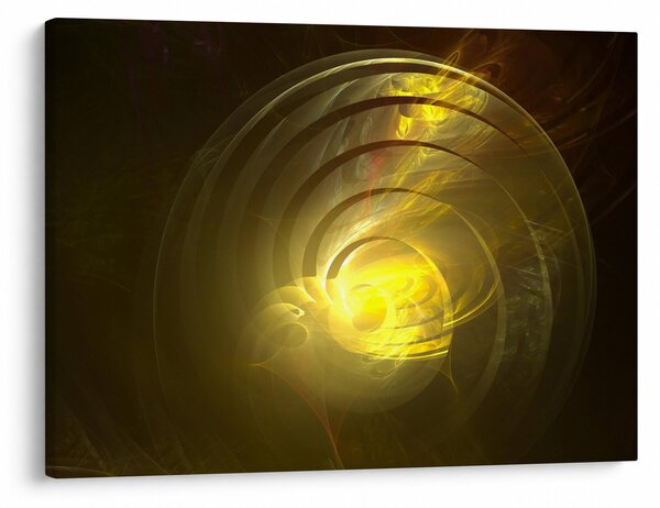 Tabloul cu spirala abstractă în galben (70x50 cm)