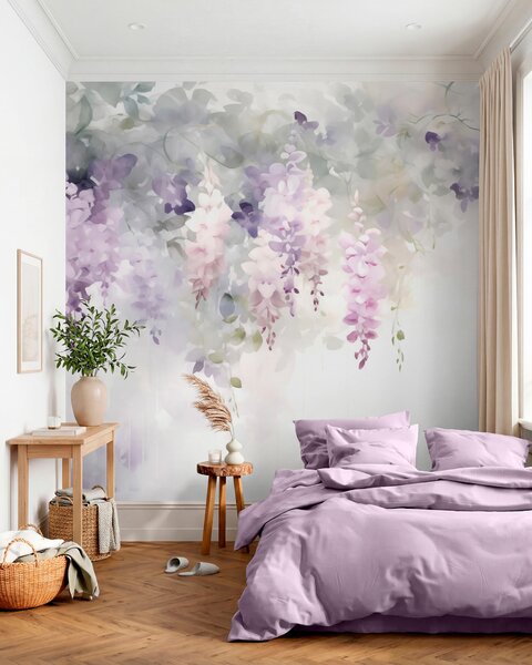 Tapet Flori de glicină ofilite, Fototapet Acuarelă, w05795 : Uwalls.ro