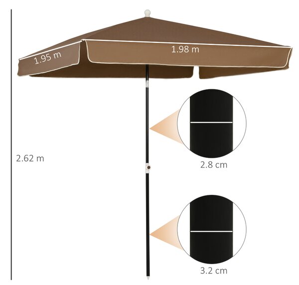 Outsunny Umbrelă Pătrată Externă, Protecție UV, 200x200cm, Design Modern, Cafea | Aosom Romania