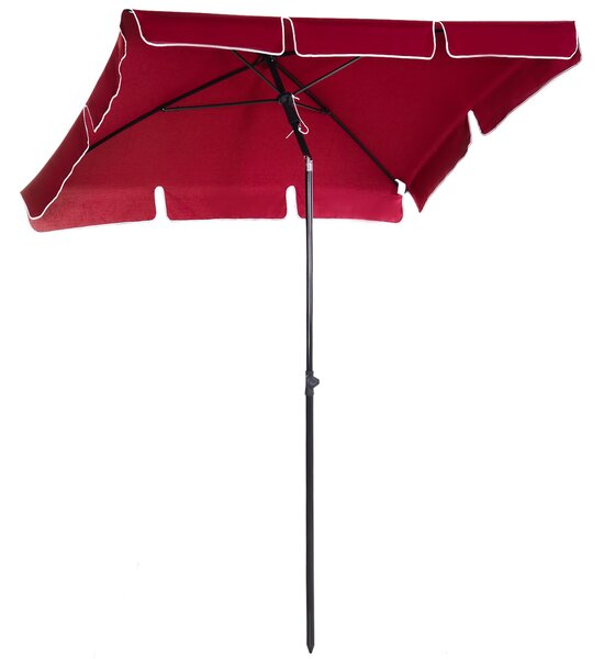 Outsunny Umbrelă de Grădină Dreptunghiulară cu Înălțime Reglabilă, Cadru din Aluminiu, 200x125x235cm, Roșu | Aosom Romania