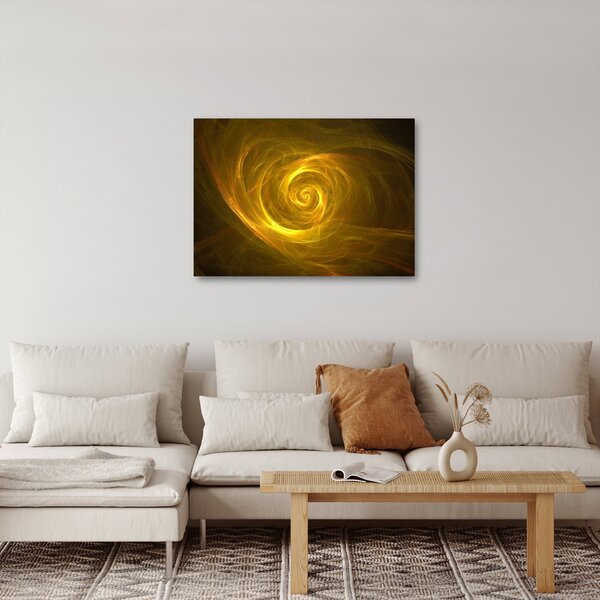 Tabloul cu spirala abstractă în galben (70x50 cm)