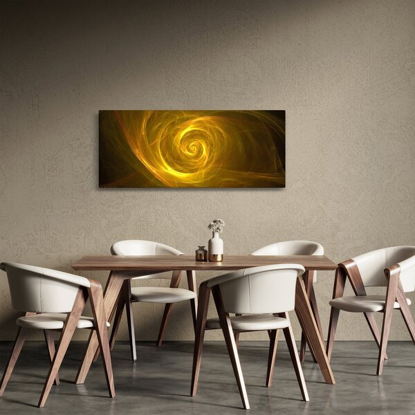 Tabloul cu spirala abstractă în galben (120x50 cm)