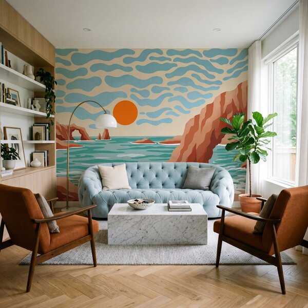 Fototapet Plajă cu stânci și apă, Fototapet natură, Fototapet populare - Tapeko.ro