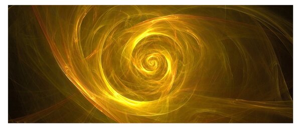 Tabloul cu spirala abstractă în galben (120x50 cm)