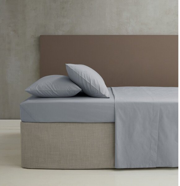Cearceaf gri din bumbac percale cu elastic 135x190 cm Easy Iron Percale – Catherine Lansfield