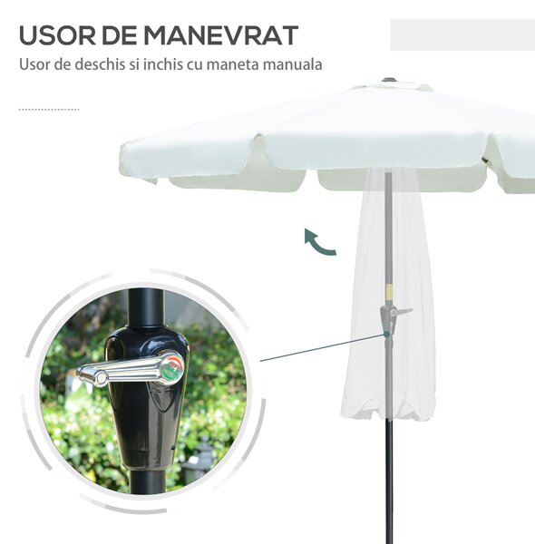 Outsunny Umbrelă Rotundă Rabatabilă pentru Grădină și Terasă, Protecție UV 50+, Φ266x250cm, Nuanță Bej | Aosom Romania