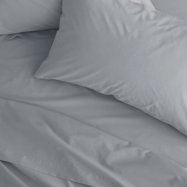 Cearceaf gri din bumbac percale cu elastic 135x190 cm Easy Iron Percale – Catherine Lansfield