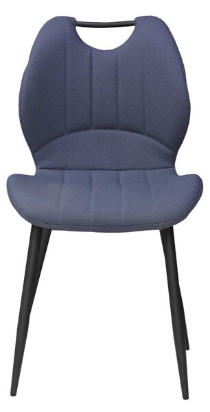 Scaun Bucătărie Topra Albastru, tapițat cu piele sintetică, picioare metalice negre, 87×47×41 cm