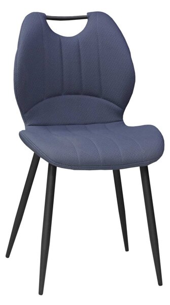 Scaun Bucătărie Topra Albastru, tapițat cu piele sintetică, picioare metalice negre, 87×47×41 cm