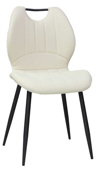 Scaun Bucătărie Topra Crem, tapițat cu piele sintetică, picioare metalice negre, 87×47×41 cm