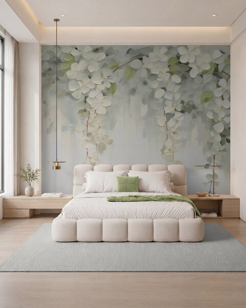 Tapet Tablou abstract cu flori suspendate, imitație, Imagini de fundal unice, w05641 : Uwalls.ro