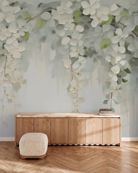 Tapet Tablou abstract cu flori suspendate, imitație, Imagini de fundal unice, w05641 : Uwalls.ro