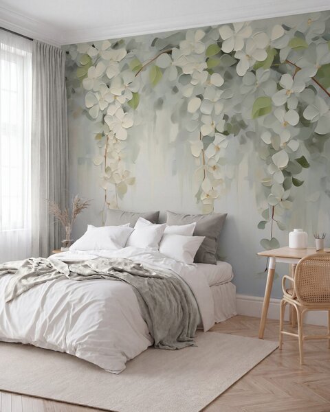 Tapet Tablou abstract cu flori suspendate, imitație, Imagini de fundal unice, w05641 : Uwalls.ro