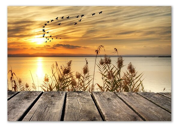 Tablou sticlă Pier pe lac