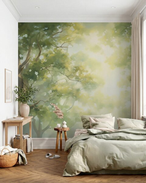 Tapet Pictură abstractă reprezentând ramuri de copac, Fototapet Natură, w05588 : Uwalls.ro