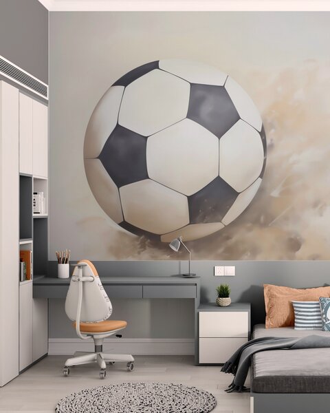 Tapet Pictură reprezentând o minge de fotbal, Fototapet pentru camera unui adolescent, Fototapet Fotbal, w05640 : Uwalls.ro