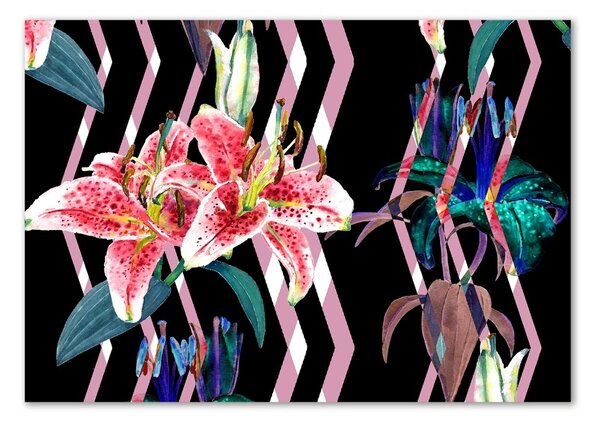 Tablou Printat Pe Sticlă crin tropical