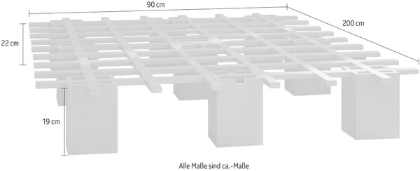 Cadru de pat futon Tojo-system, asamblare usoara fara unelte, 90x200 cm