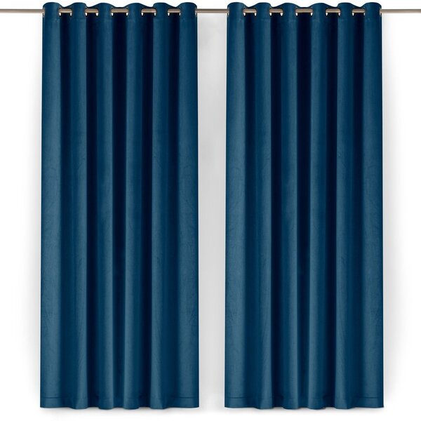 Draperie albastră dimout (semi-opacă) din catifea 140x175 cm Velto – Filumi