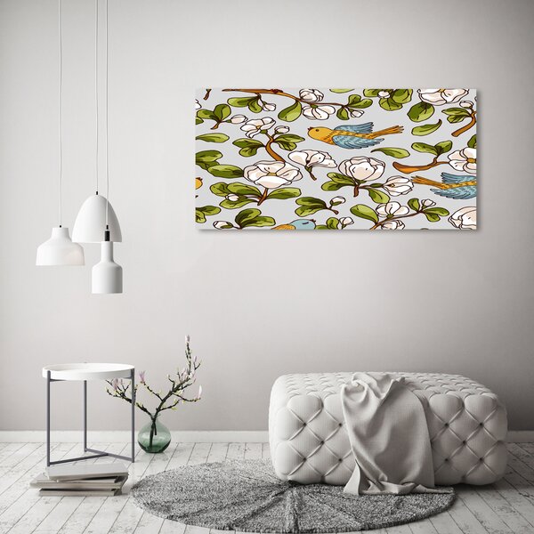 Tablou canvas Flori și păsări