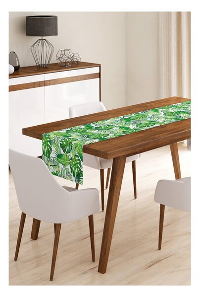 Napron din microfibră pentru masă Minimalist Cushion Covers Green Jungle Leaves, 45 x 140 cm