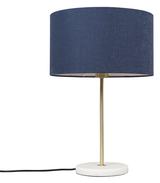 Lampă de masă din alamă cu nuanță albastră de 35 cm - Kaso