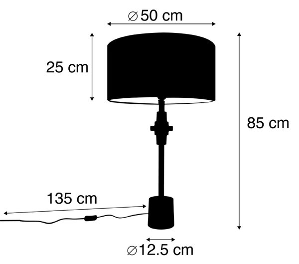 Lampă de masă Art Deco nuanță de catifea aurie roz 50 cm - Diverso