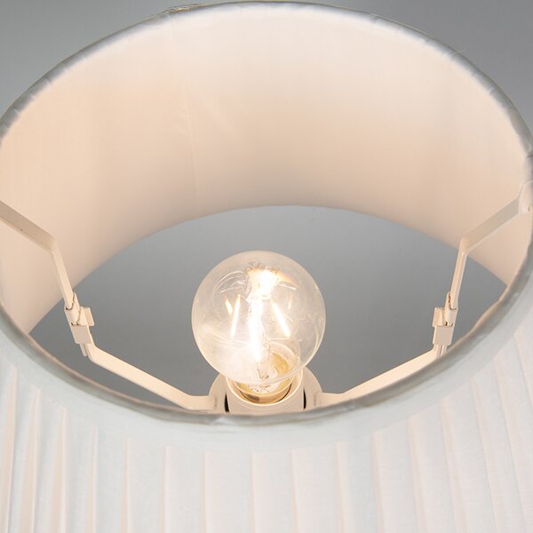 Lampă de masă retro din alamă cu abajur plisat crem 35 cm - Kaso
