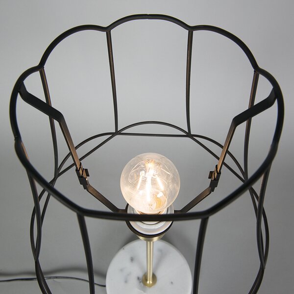 Lampă de masă retro din alamă cu abajur Granny Frame negru 30 cm - Kaso